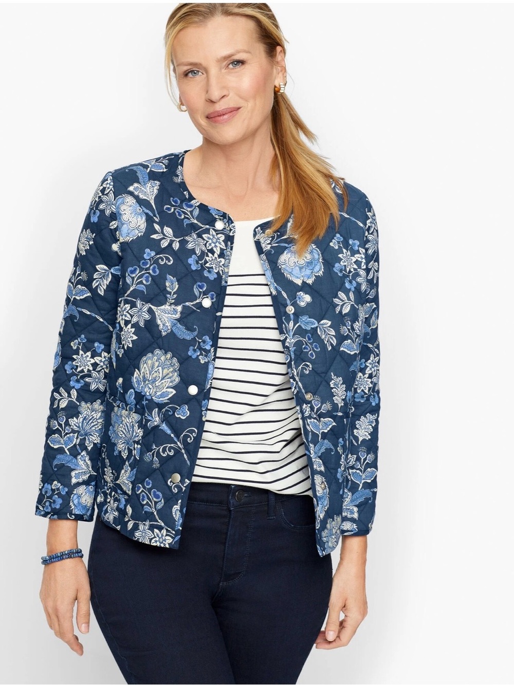 Cottage Core Quilted Talbots Snap Jacket
